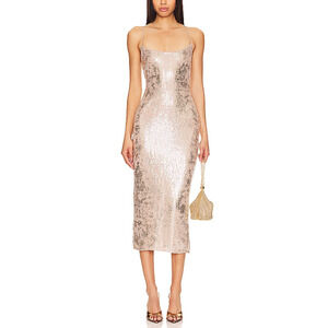 Nbd 'Jobelle' Beige Sequin Midi Dress Size XS - NWT